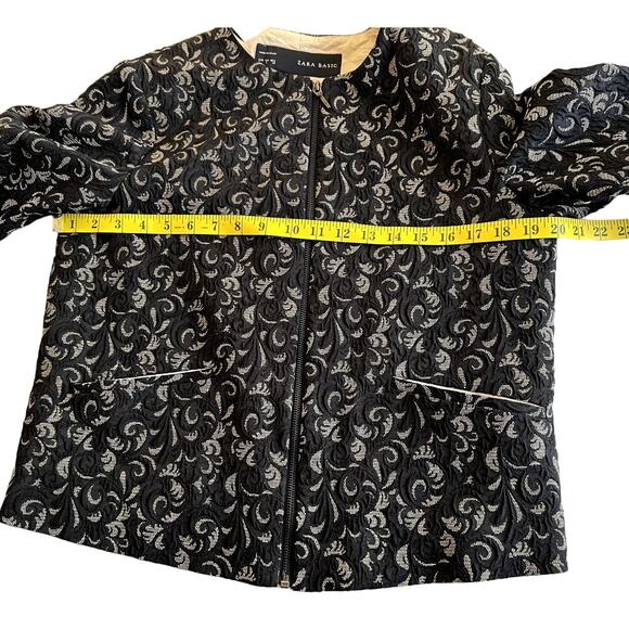 Zara Made in Spain Women Large Damask Quilted Blazer Jacket Paisley Business - Picture 5 of 10